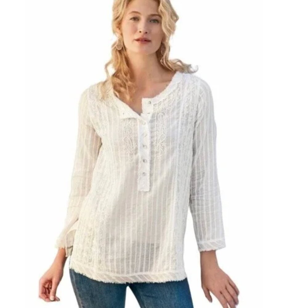 NWT Soft Surroundings Sadira cotton blouse with camisole Size L
